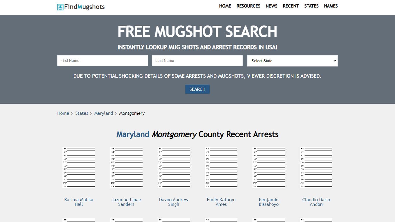 Find Montgomery Maryland Mugshots - Find Mugshots