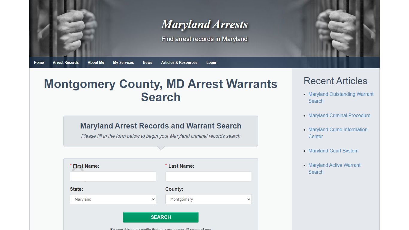 Montgomery County, MD Arrest Warrants Search - Maryland Arrests